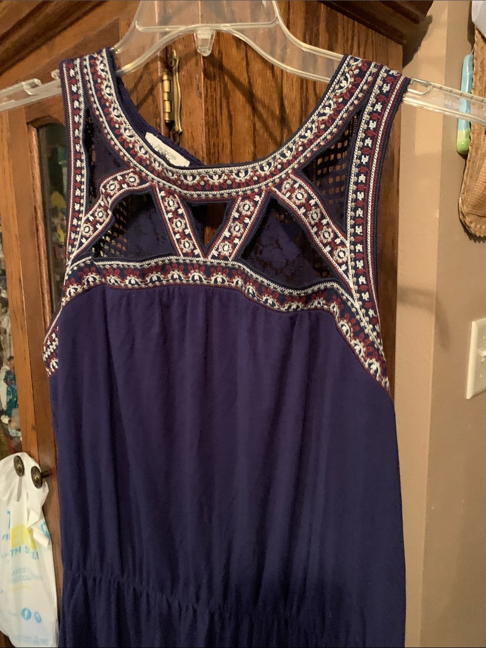 Embroidered Sleeveless Navy Dress (L) Brand: - Picture 8 of 8